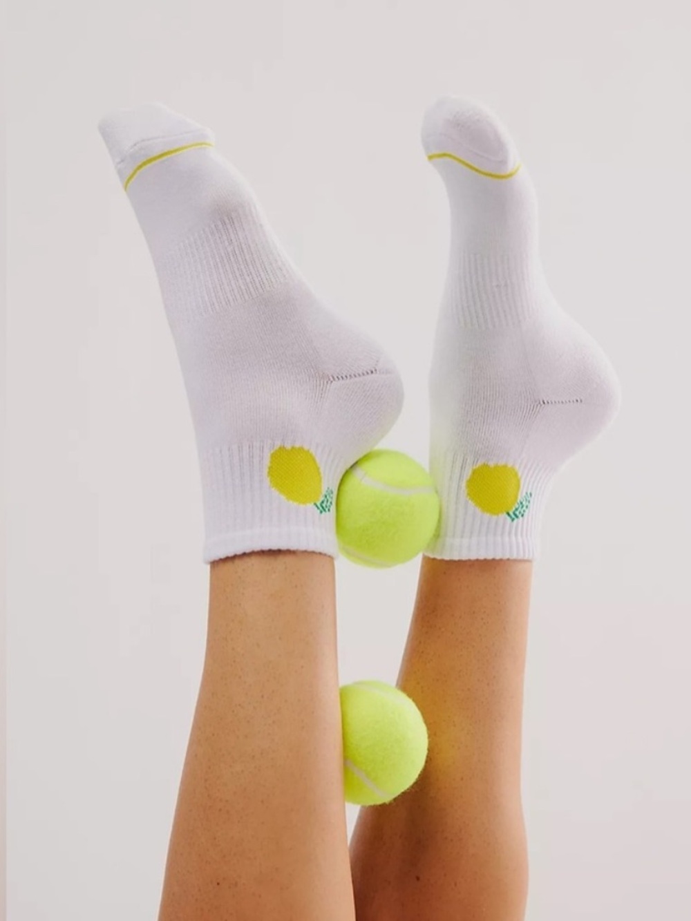 Free People Fruity Frolic Lemon Ankle Socks White Crew Retro Movement NEW NWT